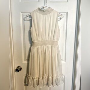 Altar'd State Women's Small Sleeveless Dress White Sheer Ruffle Pull Over Lined